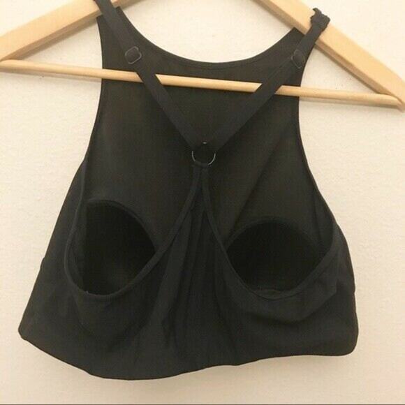 Sports Bra Black and Neon Yellow 80's 90s Profile by Gottex Womens Sz 16 - Picture 3 of 6